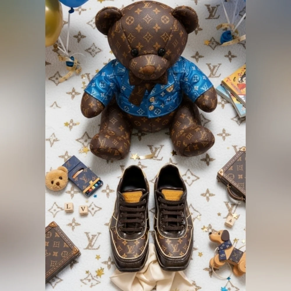 Louis Vuitton Monogram Suede Trainers Size 13 Kids - Picture 1 of 17